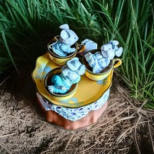 Enesco Music Box 1993 Mice Spin in Teacups Tea For Two Song Mouse Vintage Works!