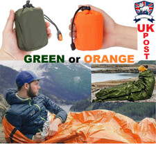EMERGENCY SLEEPING BAG BIVI FOIL BLANKET Waterproof Thermal GREEN ORANGE