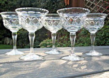 5x Vintage Edinburgh (& Leith) Crystal Champagne / Cocktail Coupe Glasses - VGC