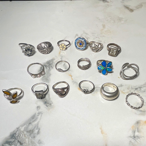Sterling silver rings x17 - sterling, x17,