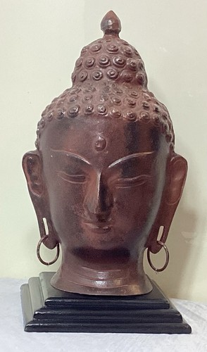 Large bronze buddha head bust - bronze,