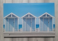 Beautiful Medium Canvas Wall Art Beach Huts Picture 40 cm X 60 cm