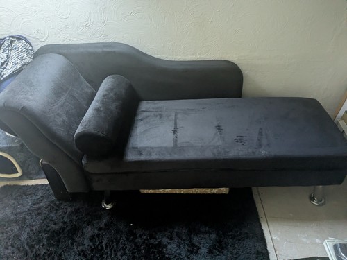 Black velvet chaise longue - black,