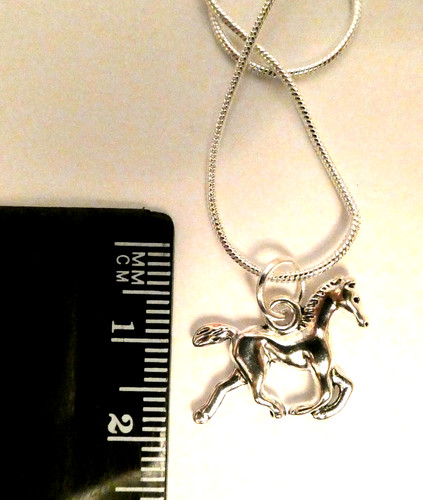 Silver plated horse - silver, necklace