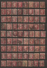 ** GB QV SG43 Line Engraved 1d Penny Red Plate Collection of 72 stamps