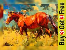 Energetic Horse Portrait 5"x7" Print on Matte Paper | Stunning Country Artwork