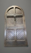 MASSIVE ANTIQUE OAK GOTHIC GRAND FRONT ENTRANCE ARCHED DOOR - RECLAIMED / Castle