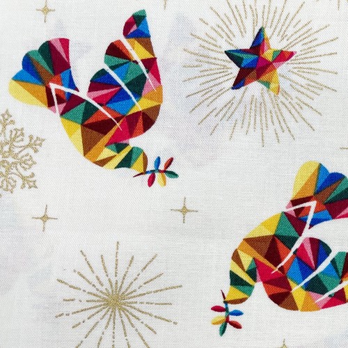 Christmas fabric rainbow doves - christmas,