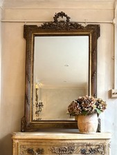 Antique French Vintage Gilt Brass Large Mirror