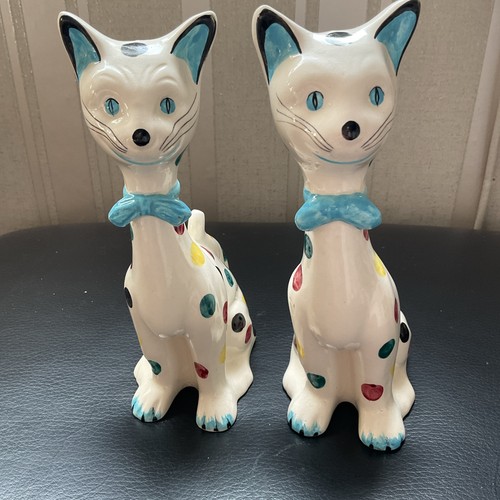 Vintage art pottery pair cat - pottery,