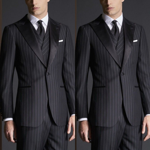 Striped men suits - men, black