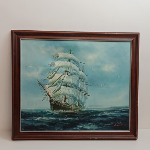 Blue tall ship oil - ship,