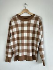 Tahari Brown & White Check Plaid Rayon Viscose Blend Jumper - Women's Medium