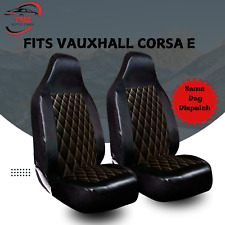 LUXURY BLACK QUILTED DIAMOND LEATHER FRONT SEAT COVERS -FOR VAUXHALL CORSA E