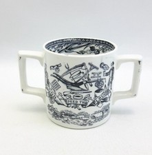 Victorian Cider Mug - 2 Handled Loving Cup 'God Speed The Plough' 325ml