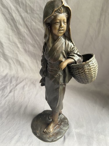 Japanese bronze girl with - japanese,