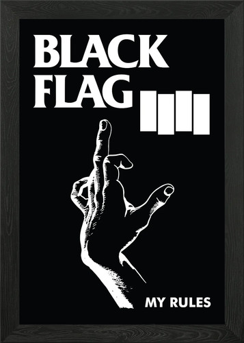 Black flag framed wall art - black,