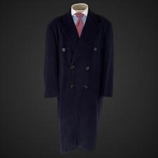 Men’s Double Breasted Overcoat Pure Cashmere Navy Blue Cecil Gee Made In England