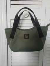 MARITHE+FRANCOIS GIRBAUD OLIVE NYLON BAG WITH BROWN LEATHER HANDLES