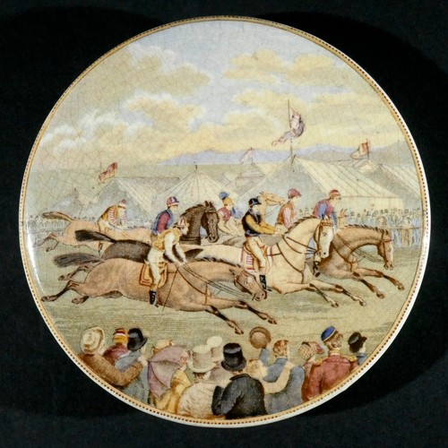 Victorian prattware pot - pot, lid