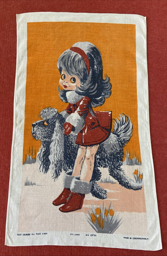 Vintage linen tea towel big - vintage,