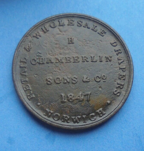 1847 norwich farthing token - norwich,