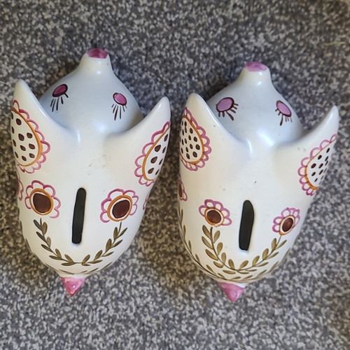 Fryer pair floral ceramic - fryer,