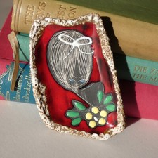 Vintage Italian Pottery Trinket Dish Lava Texture Pretty Lady Fantoni San Marino