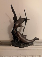 Dolphins  Statue by South Pacific International figurine ornament Metal Bronze 
