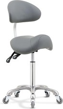 Saddle Stool Rolling Chair with Back Support (Grey,w/ Backrest)