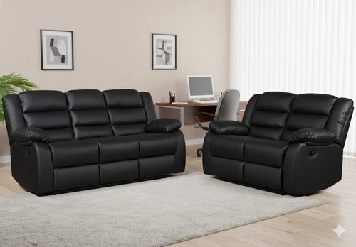 Black leather recliner sofa - black,