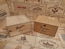 Wooden Wine Box Crate with lid ~ PENFOLDS GRANGE ~ 6 bottle size, Australia