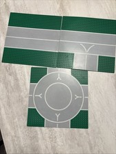 x3 Green Lego Road Baseplates For Set LEGO Vintage Classic Town Airport (6392)