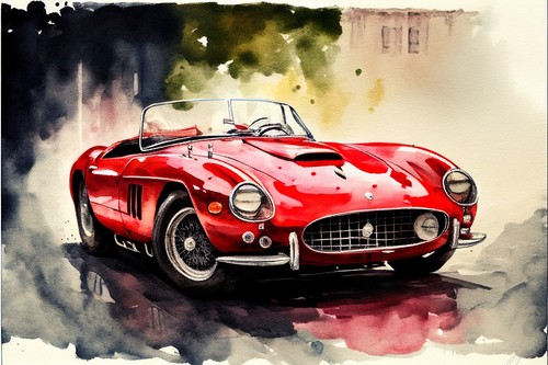 Red jaguar abstract painting - abstract,