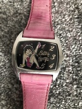 Vintage Betty Boob Collectable Wrist Watch With A Pink Genuine Leather Strap