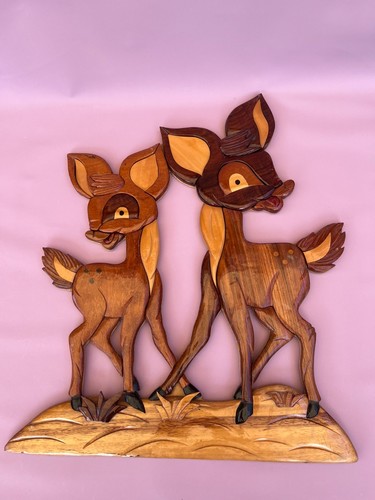 Vintage wooden intarsia - intarsia, deer