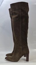 Knee High Boots Zara Khaki Suede UK 5 Block Heel 8.5 Cm BNWT