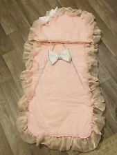 Pink Frilly Pram Set Diamonds Bling Romany Pillow And Quilt