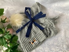 Studio Women Sausage Dog Motive Knitted Set(Hat+Scarf) One Size Grey Free P&P!