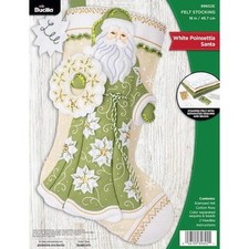 Bucilla 18" Felt Christmas Stocking Kit - White Poinsettia Santa 89602E