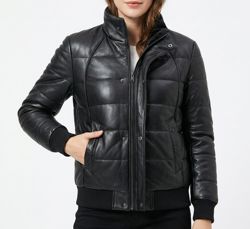 Women black quilted leather - women's,