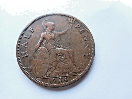 1934 half penny - half, v.