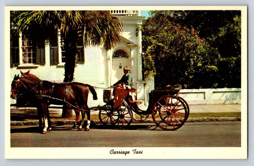 Postcard carriage taxi - postcard,