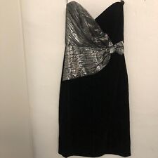 vintage radley black velvet metallic silver dress size 12 quorum 1970s 