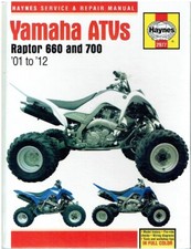 YAMAHA RAPTOR 660 & RAPTOR 700 ATVs 2001-12 SERVICE & REPAIR MANUAL *VGC H.BACK*