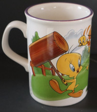 LOONEY TUNES WARNER BROS STAFFORDSHIRE TWEETY PIE & SYLVESTER CUP MUG 4¼" (11CM)