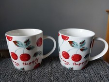 2 x Cath Kidston Cherry Happy Mugs Cups ExCon Cherries