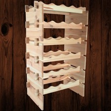 Freestanding 6 Tier Wooden Wine Rack 24 Bottle Floor Standing Natural Pine