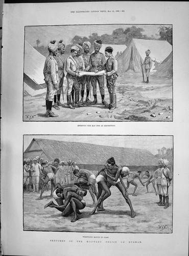 Old print 1890 military - old,