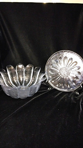 Dartinton heavy glass bowl and - glass,